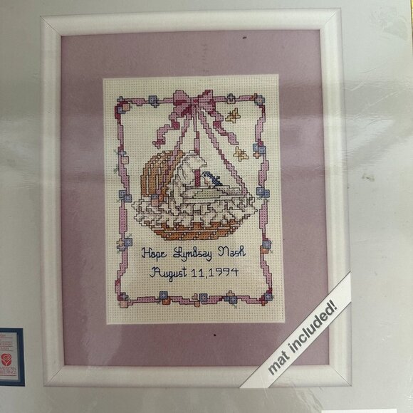 Vintage 1994 JCA Weekenders Cross Stitch Kit Bassinnette Birth Sampler 02781 - Picture 3 of 7